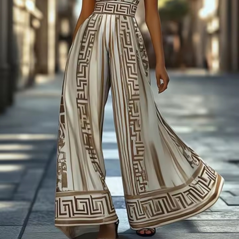 Jumpsuits for Woman Halter Neck JumpsuitSummer New Fashion Sleeveless Geometric - Picture 4 of 5